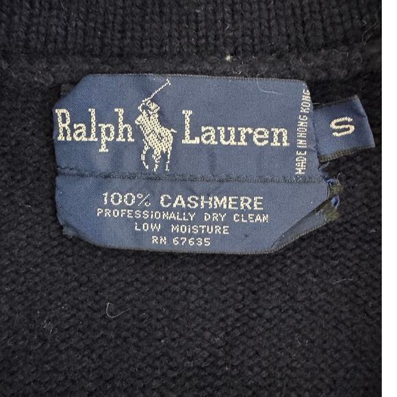 Polo Ralph Lauren vintage 80s/90s 100% Cashmere Sweater Blazer navy blue size S - Picture 9 of 10